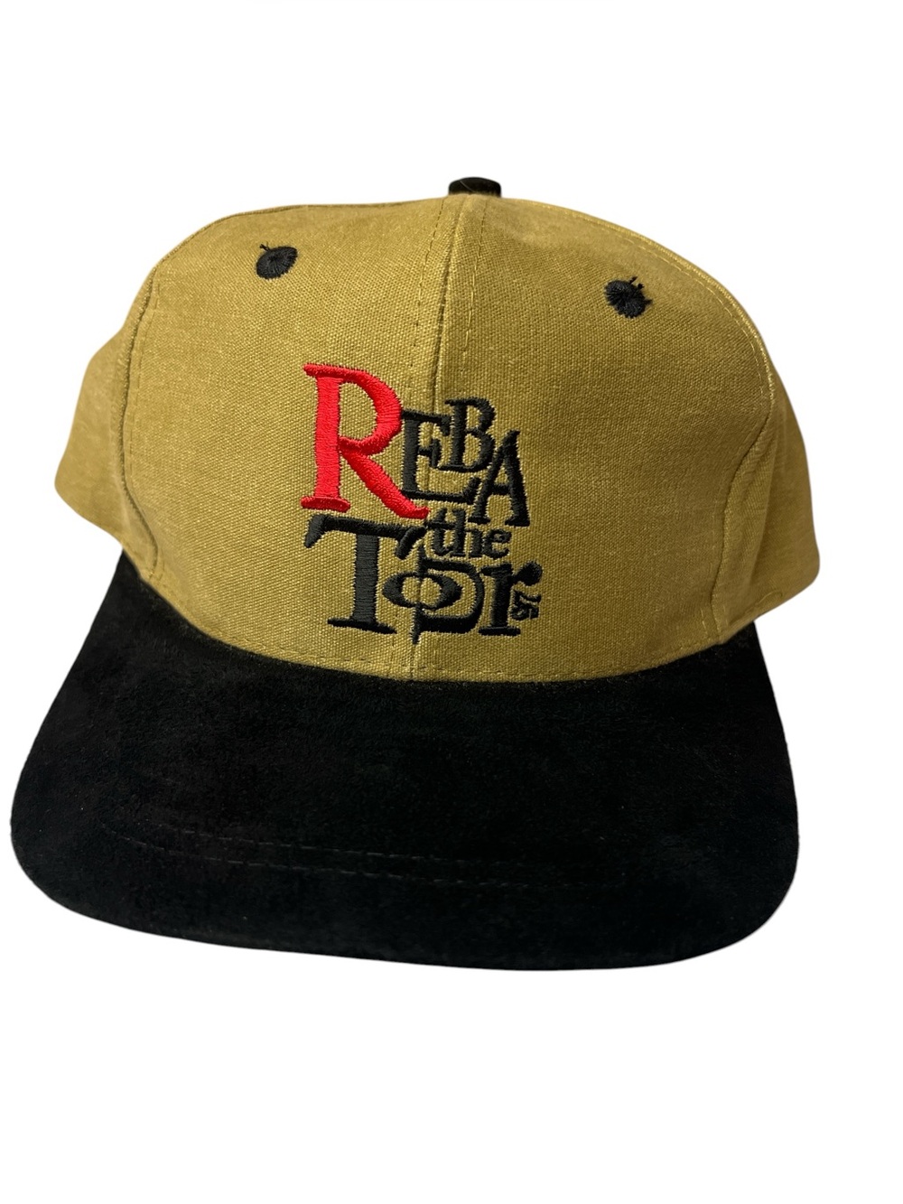 Reba 1997 Concert Hat Two-Tone Hat - Khaki and Black Embroidered